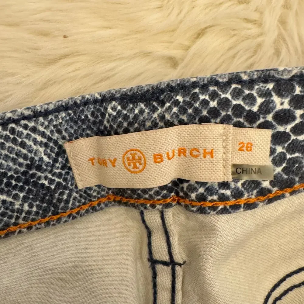 Tory Burch Snake Print Mid Rise Skinny Jeans 26